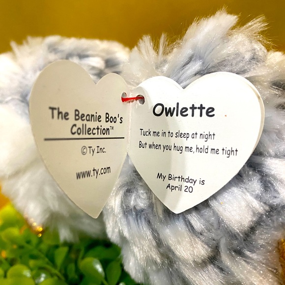 Ty BEANIE BOOS NWT 2019 COLLECTiON OWLETTE OWL BIRTHDAY APRIL 20 GLITTERY EYES - Picture 11 of 12
